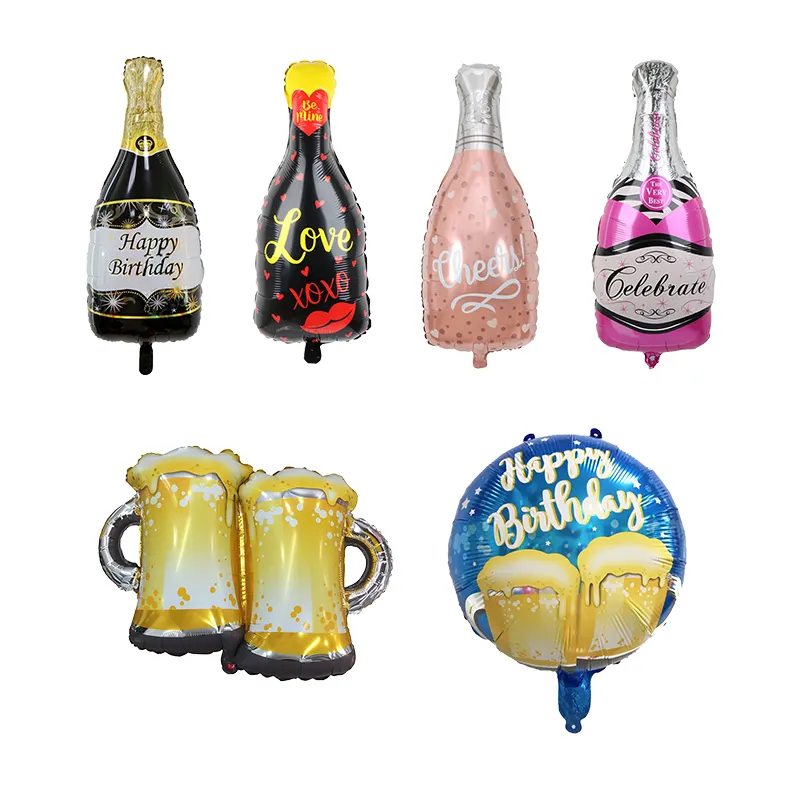 Ballon de vin et de bière, 1 pièce, produits de décoration pour fête d'anniversaire, en aluminium, à hélium