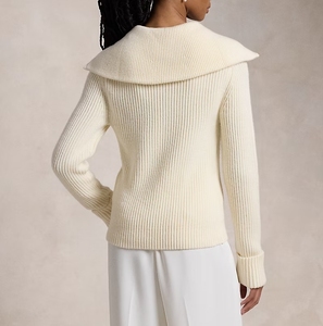 Mùa Đông Giản Dị Ấm Áp Phụ Nữ Đan Len Cardigan Áo Len Rắn Puls Thiết Kế Cổ Áo Merino Len Zip Áo Len Cho Phụ Nữ - Product Image 3