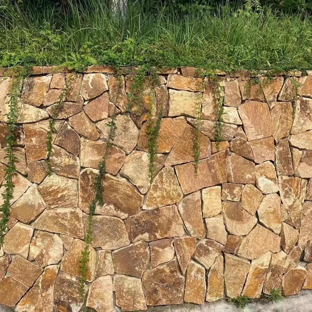 Pizarra de piedra natural de color oxidado, pizarra de piedra suelta para revestimiento de pared al aire libre y panel de pared y patios de suelo