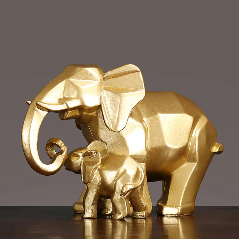 Estátua de elefante geométrico de resina, mobiliário, animal, cervos, hippo, pantera abstrata, escultura abstrata de leão dourado branco e preto