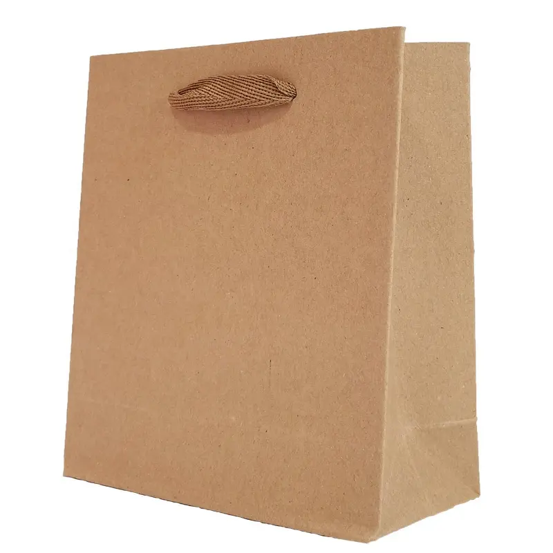Kağıt torba olmayan baskı Take Away gıda ambalaj alışveriş çantası Kraft kağıt torba düz kolu çin'de yapılan