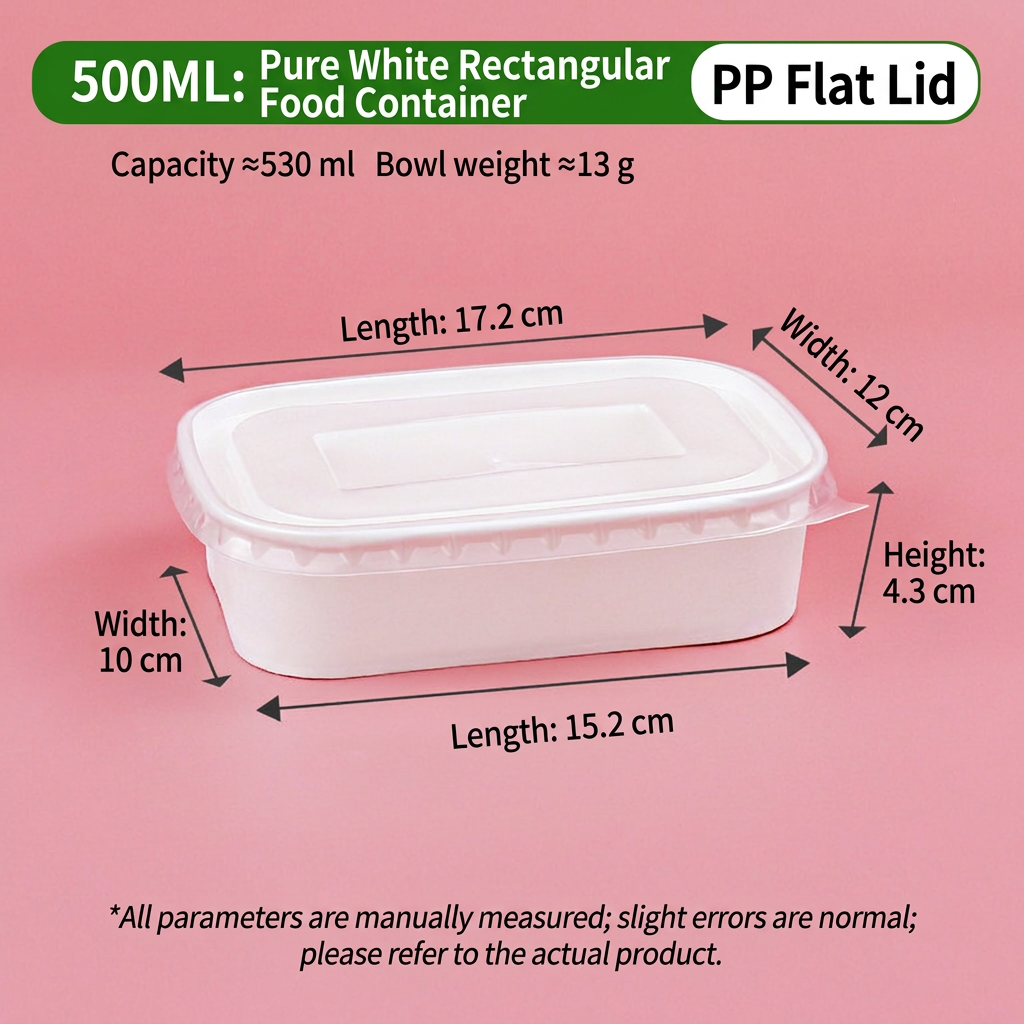 pure white 100 500ml bowls + pp lids