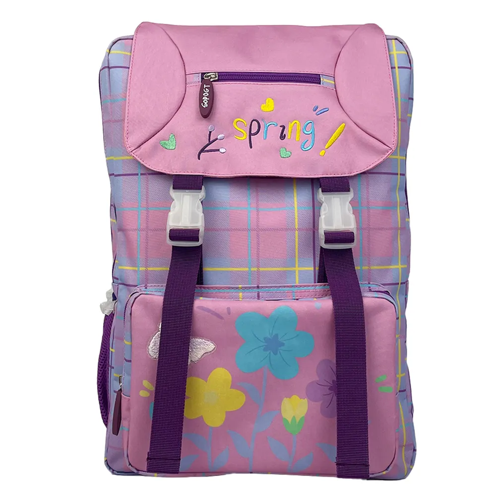 Promotional Children's Cartoon Custom Wholesale Large Capacity School Bag Back to School Gift pink flower backpack