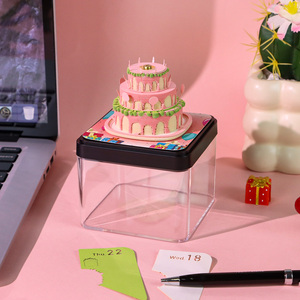 Artesanato Bolo De Aniversário Miniatura Diy Modelo 3D Notas Pad Paper Cube Memo Pad Paper Craft Kit para Presente de Aniversário