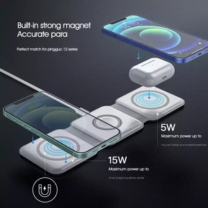 Custom Logo 3in1 Foldable <strong>Small</strong> Wireless Charger Pad Foldable Folding 3-In-1 Magnetic Wireless Charger 3 in 1 Stand for <strong>Apple</strong> - Product Image 3