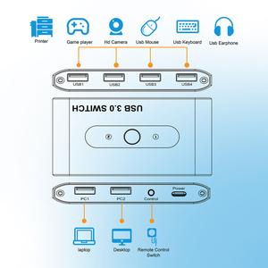 USB 3.0アルミスイッチャー2台用4デバイスボタン制御スイッチPCプリンターラップトップとUSBデバイス間のスイッチ在庫あり - Product Image 4