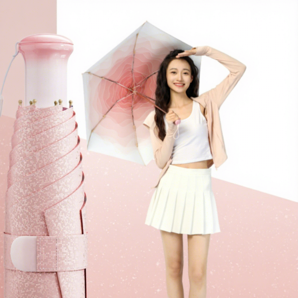 5 Fold 6-bone Peach Blossom Pink