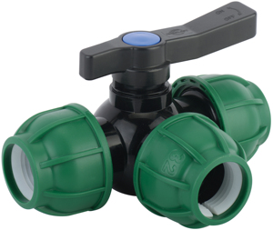 PP HDPE boru sıkıştırma parçaları PN16 basınç çift erkek dişli tek üç yolu plastik küresel vana sulama için - Product Image 1