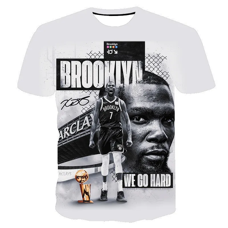 T-shirt pour hommes, vente en gros, personnalisé, MVP Reaper, Kevin Durant, filets imprimés 3D, nouveau maillot no.7 KD