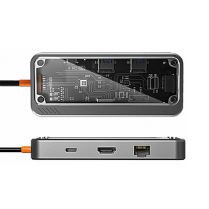 COTECi直销品牌8in1 USB3.0 USB2.0集线器，具有朋克透明设计功能，具有TF SD HDMI RJ45和usb-c 2.0端口 - Product Image 1