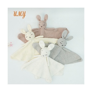 眠っているなだめるようなかわいい寄り添うおもちゃPelucheDoudou <span class=keywords><strong>Lapin</strong></span> Bebe Blanche Newborn Cuddly Cotton Animal Security Blanket Baby Lovey