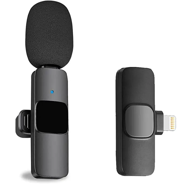 2022 K1 Drag ios Usb Mobile Recording Lav Mic microfono a Clip sistema Wireless 2.4G Live Lavalier microfono per telefono Wireless
