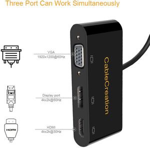 促销价格USB C至HDMI VGA DP适配器类型C公至HDMI VGA显示端口母3合1适配器 - Product Image 3