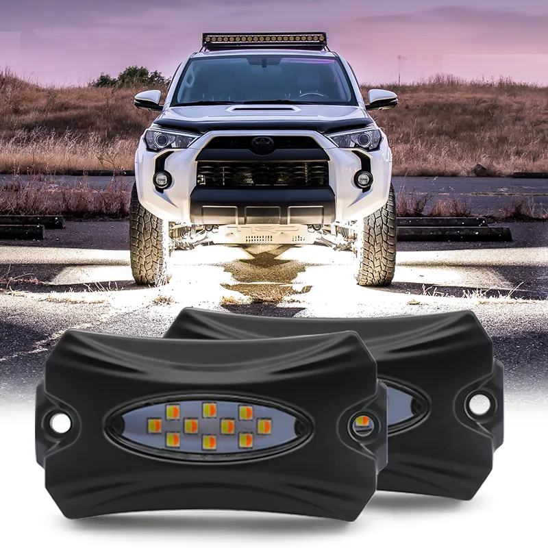 RGB Multicolor Off-Road Rock lights 24W RGBW 4x6 Rock Lights Kit Led Underglow Lights Cars para Toyota LandCruiser Accesorios