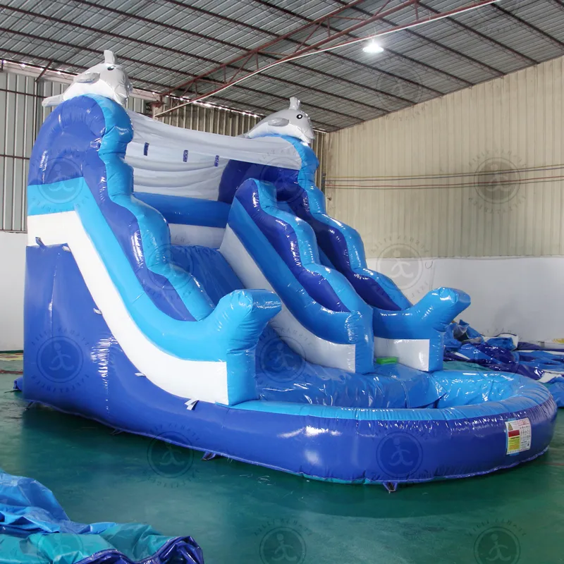 Tobogán inflable de 20m de longitud, tobogán de agua para juegos al aire libre, para fiesta de verano