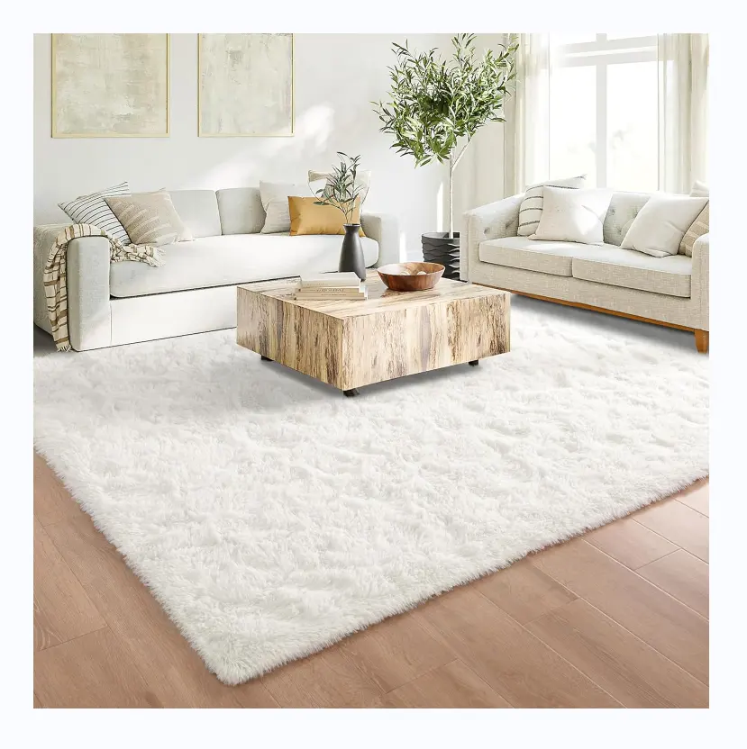 Eco-friendly in velluto non tessuto di lavaggio soffice tappeto bianco di lusso tappeti moderni da salotto per albero di natale