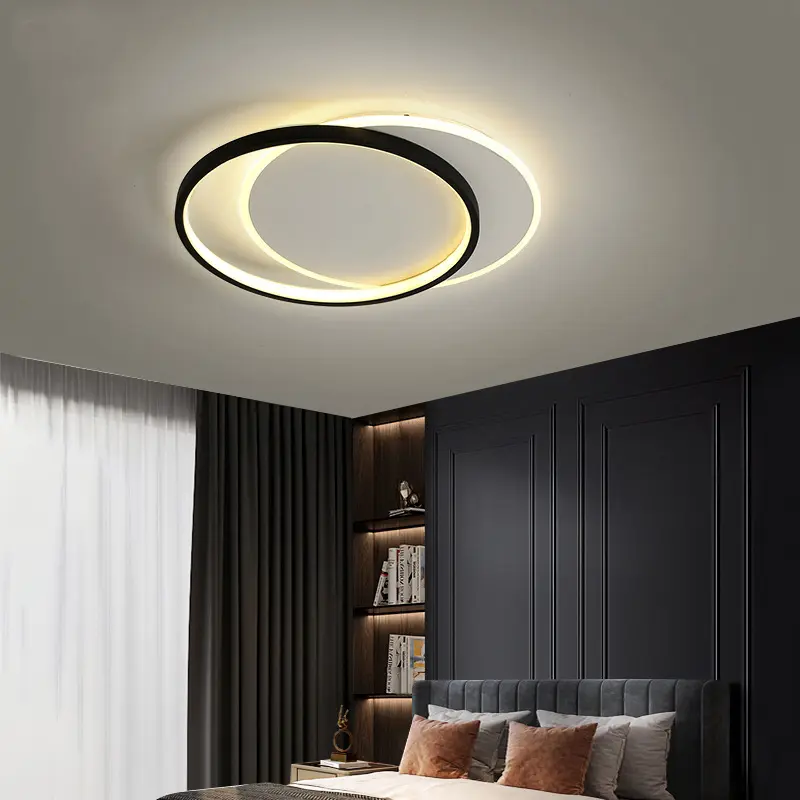 Plafonnier Led noir au design moderne simpliste, luminaire de plafond à intensité réglable, idéal pour un salon, une chambre à coucher, une salle à manger, 2021