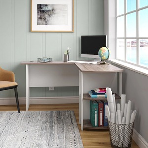 Oem Modern <strong>Simple</strong> Reasonable Price Manager Foldable Office <strong>Computer</strong> Corner <strong>Desk</strong> with Bookshelves and Power Outlet for Household - Product Image 4