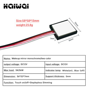 Precio de fábrica personalizado de un solo toque 3A 36W uno/dos colores LED inteligente capacitivo atenuador interruptor de Sensor táctil para espejo de baño - Product Image 4
