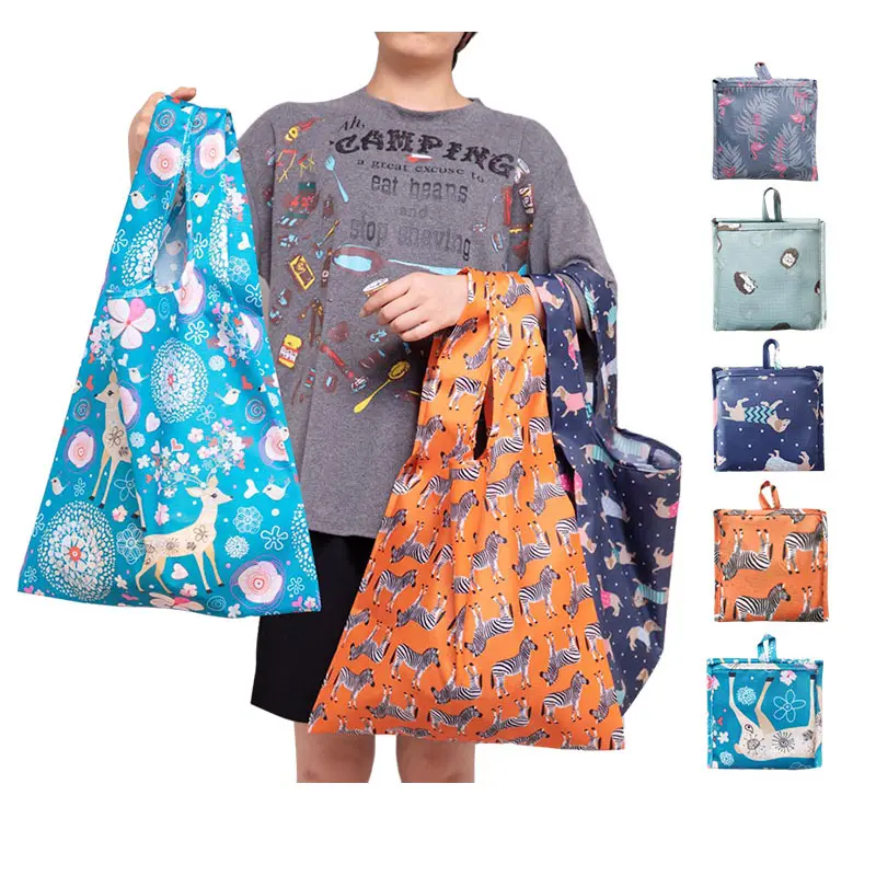 Складная многоразовая нейлоновая сумка для покупок с индивидуальным дизайном