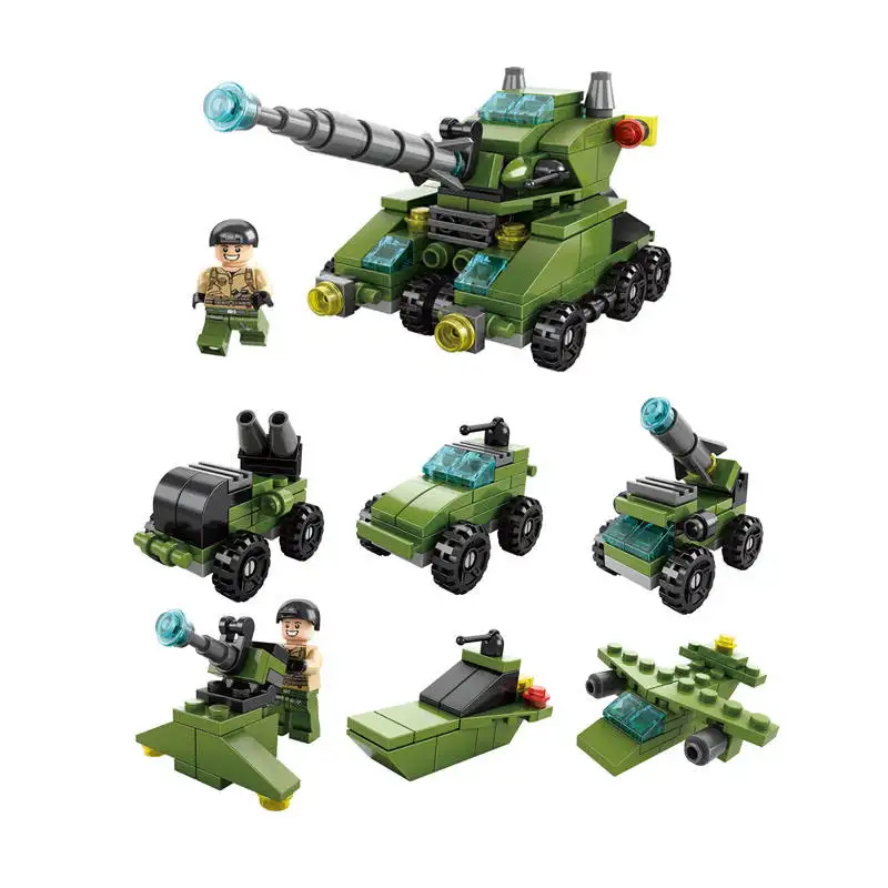 Ensemble de blocs de construction en plastique pour enfants, mini jouet surprise pour cadeau d'anniversaire, briques, série de chars militaires, 2023