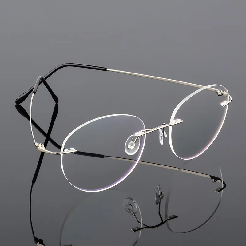 라운드 무테 티타늄 합금 초경량 안경 안경 디자인 유리 광학 프레임 안경 안경 프레임