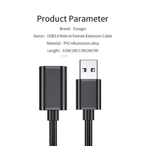 Cable de extensión USB 3,0 con 3 pies, 6 pies, 10 pies, 5Gbps, convertidor de cable USB3.0, cámara de transferencia de sincronización USB macho hembra, uso de blindaje trenzado - Product Image 3