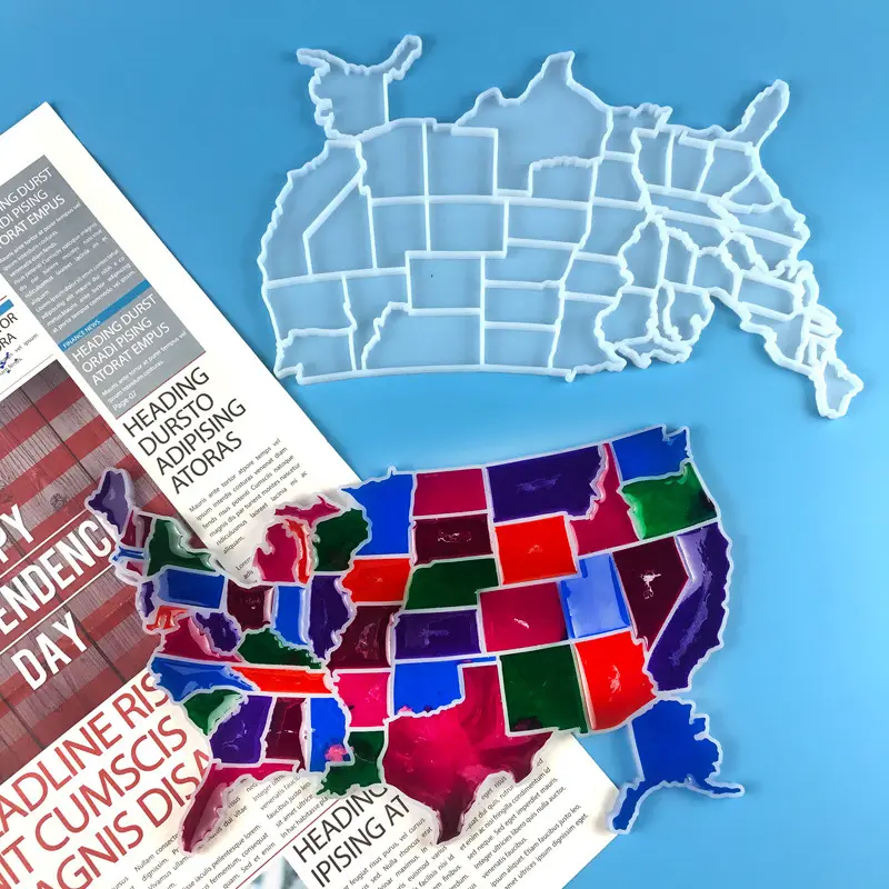 Rompecabezas de mapa de los Estados Unidos y América, molduras de resina de molde de silicona epoxi de cristal, DIY