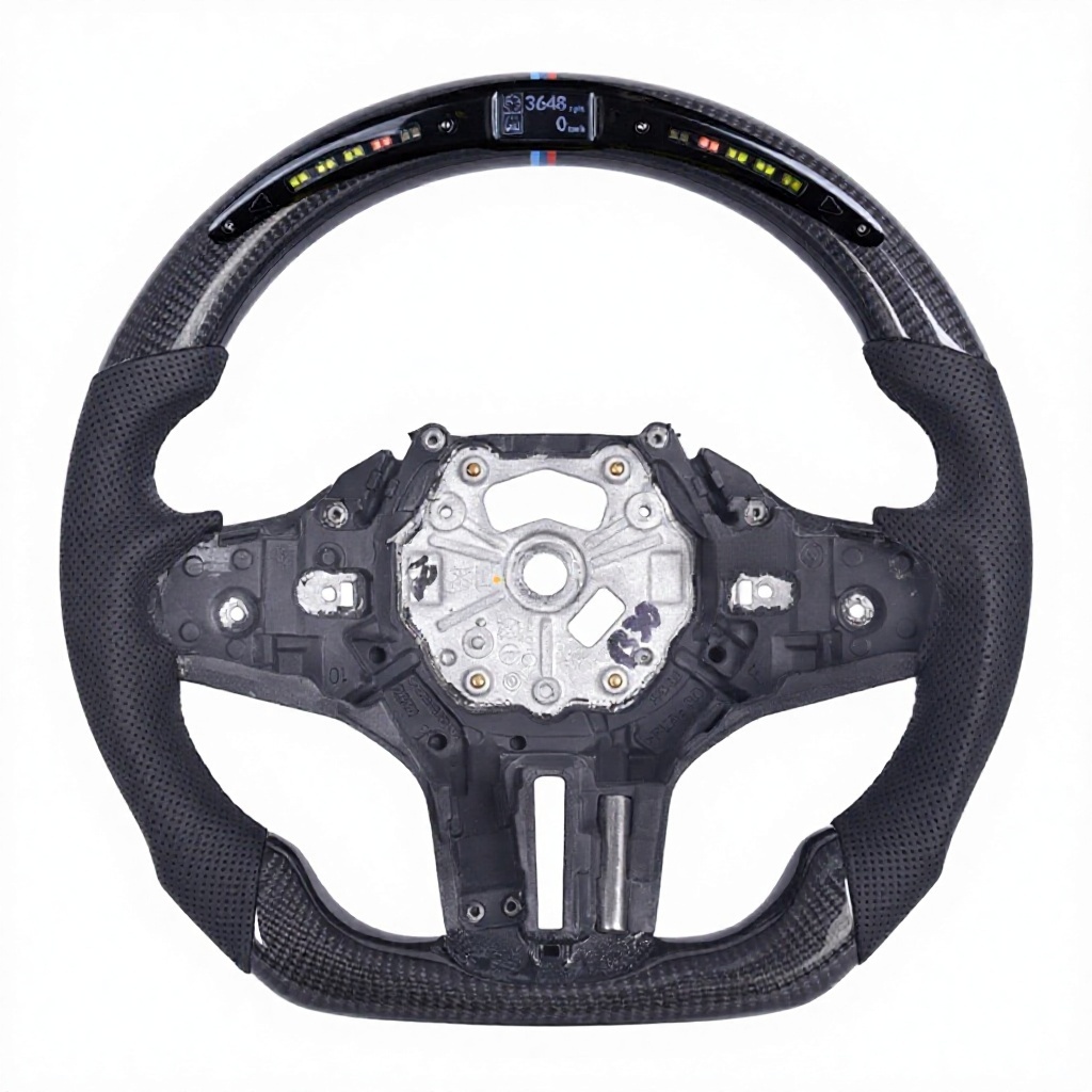 Fibra de carbono+cuero perforado+LED