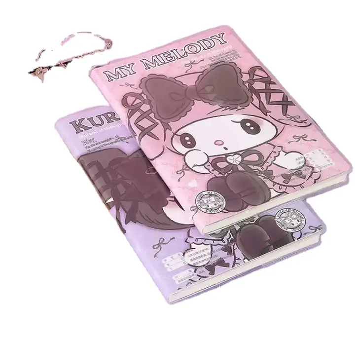 Sanrioed Kuromi A5 libro de cubierta de goma 80 cuaderno de estudiante de línea horizontal nueva papelería al por mayor cuaderno Sanrioed YY117