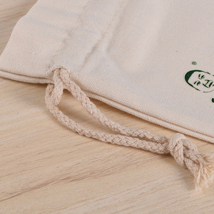 Customized Cotton Linen Drawstring Bag Reusable Grocery Shopping Bag <strong>with</strong> Custom Logo Print for Fruits and Colorful <strong>Strings</strong> - Product Image 6