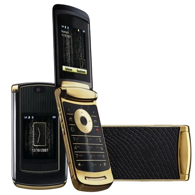 V8 GSM telefone móvel luxo ouro desbloqueado telefone Sim V8 flip móvel 2GB