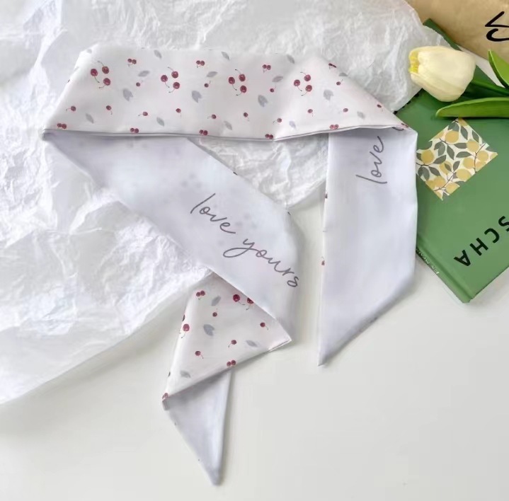 Silk scarf-white cherry