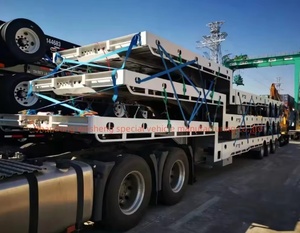 3/4 akslar mekanik süspansiyon yükleme rampası 40ft düşük yatak düz yatak yükleme güverte ağır makine taşıma için yarı römork - Product Image 3