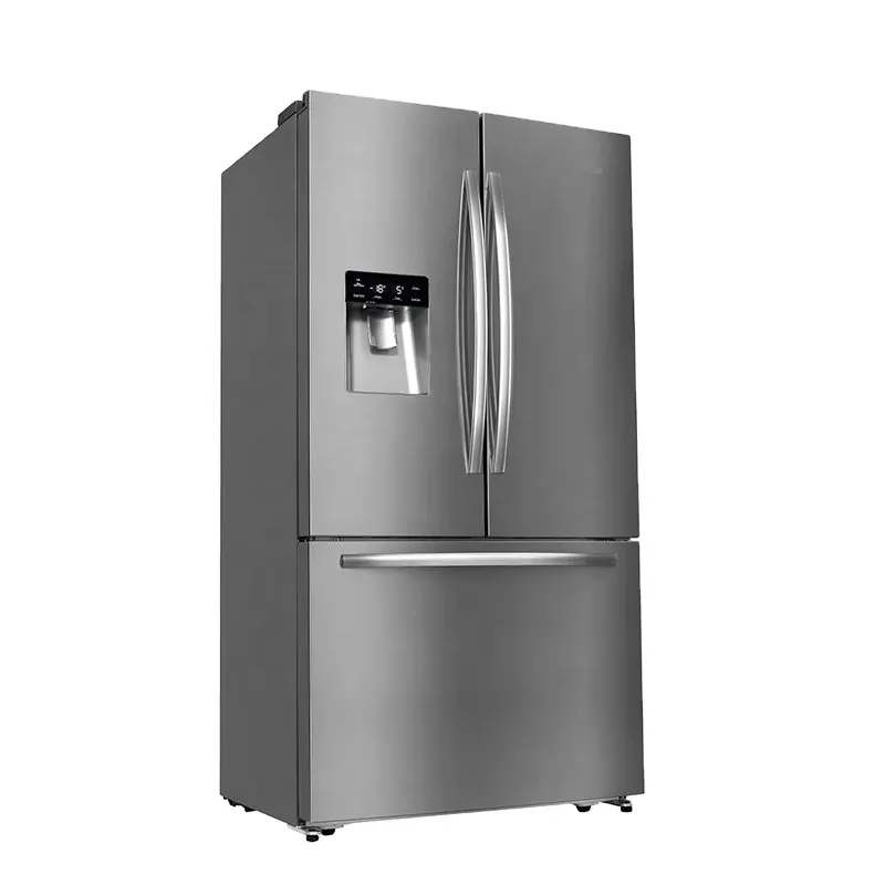 LED Hiển Thị Frost Miễn Phí Pháp Cửa Tủ Lạnh Tủ Lạnh Với Ice Maker