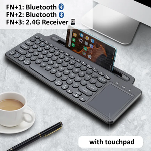 Teclado BT inalámbrico de 2,4G con teclado numérico con ranura para tarjeta de ratón táctil digital, adecuado para Android IOS Desktop Laptop TV Box