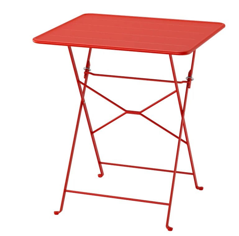 Mesa cuadrada roja brillante 65x 65cm