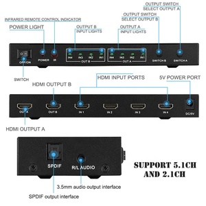 オーディオビデオ機器4 in 2 OutHDMIスイッチスプリッターHDMIマトリックス4K60HzHDMIマトリックス4x2、光学および3.5mmオーディオ付き - Product Image 3