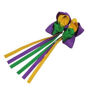 Baby Girl Mardi Gras <strong>Bows</strong> Small Purple <strong>Gold</strong> and Green Over the Top Hair <strong>Bow</strong> - Product Image 5