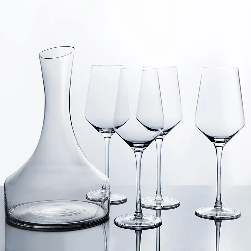 Jarra de botella decantadora de 1800ml, Juego de vasos de copa de vino soplados a mano, cristal 100% sin plomo, gran oferta, 1754