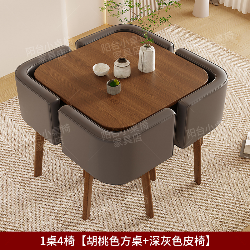 Silla de cuero, 1 mesa, 4 sillas