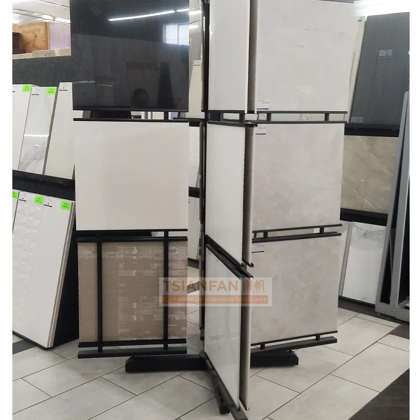Factory price 150*300mm granite natural stone tile floor rotary type display sample Showroom quartz stone display stands