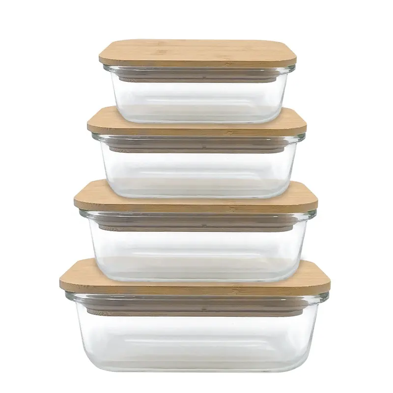 Food meal prep containers with bamboo lid/glasslock food storage set/Airtight Glass Meal Prep Containers