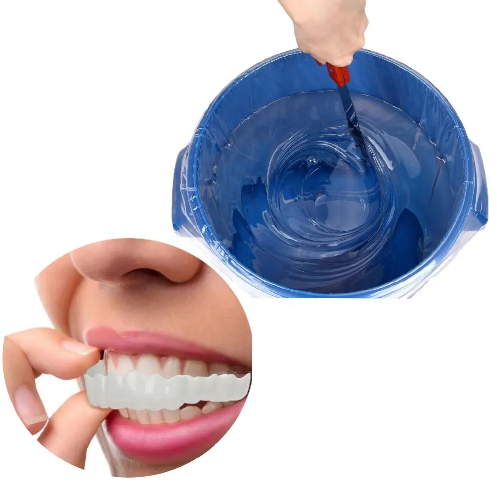 Abrazadera de silicona líquida transparente, goma de silicona para soporte dental de grado médico RTV2