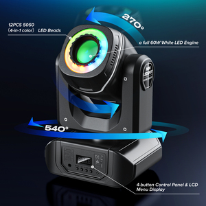 Moving Head Light 8 Gobos 8 Colors 9/11 Channel <strong>DMX</strong> 512 <strong>LED</strong> Stage Light with Remote <strong>Control</strong> - Product Image 4