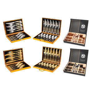 Vàng <span class=keywords><strong>Flatware</strong></span> thép không gỉ Bộ đồ ăn thiết lập dao kéo bạc đặt thép không gỉ <span class=keywords><strong>Flatware</strong></span> thiết lập dao kéo - Product Image 3