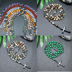 7 צ 'אקרה מוסלים tasbih צלב הצמיד ריפוי אמיתי המטיט אבן חן יוגה מדיטציה מרה מרה תפילה