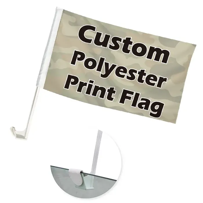 Sublimatie Afdrukken Custom Auto Vlaggen Venster Clips Polyester Groothandel Blanco Auto Vlag Voor Autoruit