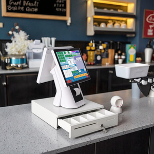 Nuevo modelo 15,6 ''+ 11,6'' Solución completa en blanco y negro Sistemas de máquina Pos de escritorio de doble pantalla para restaurante Overbook - Product Image 1