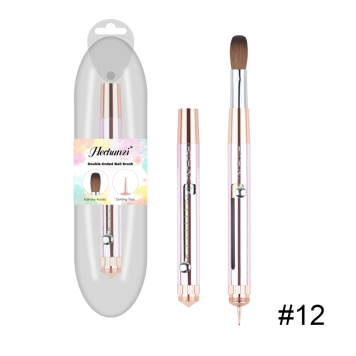 Pink #12 Kolinsky Brush+ Dotting Tip
